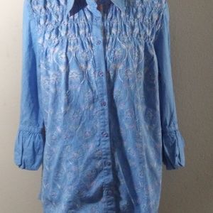 Robert Graham women's blue button down top